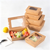 Boîte à lunch en papier kraft pour emporter avec fenêtre transparente
