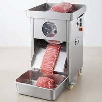 Mesin Pengiris Daging Vertikal dengan Pisau Lepas Pasang, Potongan Tunggal/Ganda, Baki Pengumpan Stainless Steel, Chute, untuk Prosciutto dan Picanha