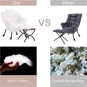 Đầy Đủ Màu Trắng thoải mái đọc sách ghế với footstool giọng phòng chờ sofa với tay vịn & túi bên cho phòng khách - Product Image 5