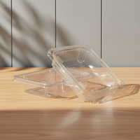 Boîte d'emballage alimentaire rectangulaire transparente en PET de qualité alimentaire avec couvercle rabattable pour vente en gros