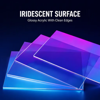 Pièce décorative carrée irisée en acrylique laser coloré, faite à la main, DIY, épaisseur 1 mm, taille personnalisée, usine chinoise