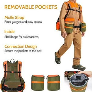 Gilet de chasse extérieur kaki taille unique en tissu Oxford, gilet tactique pour le camping et la pêche - Product Image 2