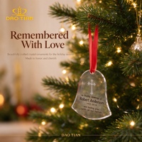 Fournisseur en gros d'ornements clochettes en cristal K9 avec logo personnalisé gravé au laser, décorations suspendues pour sapin de Noël, cadeaux commémoratifs de fêtes