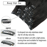 Extensions de cheveux à clipser en gros d'usine, 100% cheveux vierges Remy européens, double épaisseur, couleur et longueur personnalisées, décolorés/teints, sans traitement chimique