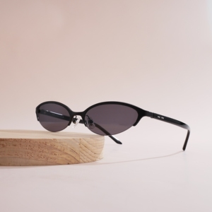 Gafas de Sol Metálicas Ovaladas Delgadas al por Mayor, con Logotipo Personalizado, Estilo Vintage Ojo de Gato, Media Montura, para Mujer, Moda Wen - Product Image 4