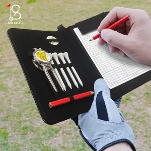 Großhandel Golf Score Card Tool Golf Zubehör Divot Reparatur werkzeuge PU Cover Geschenk Golf Ausrüstung