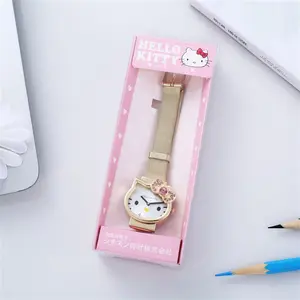 다이아몬드 시계와 캐주얼 패션 소녀 십대 밀라노 그물 귀여운 만화 고양이 소녀 여학생 자석 시계