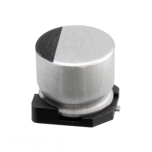 ตัวเก็บประจุแบบ SMD ยี่ห้อ Manufacturer Channel 33 uF แบบติดบนพื้นผิว 35THV33M6.3X6.1 CAP ALUM 33UF 20% 35V - Product Image 1