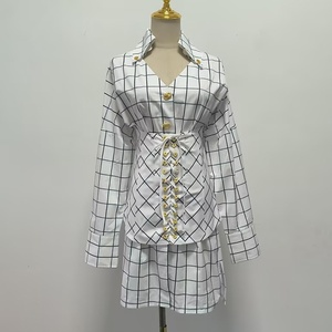 Vestido Casual de Verano 2026 para Mujer, con Falda Corta a Cuadros, Cuello en V, Cintura Alta, Hebilla Metálica Decorativa y Cordón Ajustable - Product Image 6