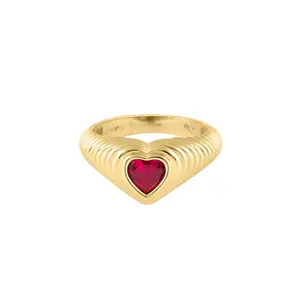 Vintage Classy Gold Vermeil 925 Sterling Silver Garnet Heart Diamond Ring