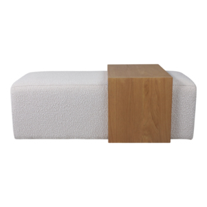 Panca Ottomana Moderna Decorativa per Ingresso con Dettagli in Legno, Elegante Pouf per Corridoio e Ripostiglio - Product Image 2