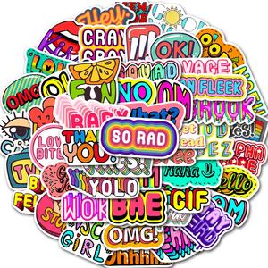 50 <span class=keywords><strong>Pegatinas</strong></span> con <span class=keywords><strong>Frases</strong></span> <span class=keywords><strong>Motivadoras</strong></span> e Inspiradoras, Letras Inglesas, Estilo Graffiti y Dibujos Animados - Product Image 2