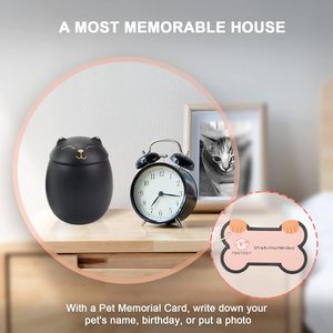 Urne funéraire en céramique pour chat avec carte commémorative, figurine de chat gravée personnalisée pour cendres, urne de crémation pour animaux de compagnie, cadeau de sympathie - Product Image 5