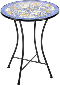 Ensemble <span class=keywords><strong>de</strong></span> table et <span class=keywords><strong>de</strong></span> chaises <span class=keywords><strong>de</strong></span> <span class=keywords><strong>restaurant</strong></span> <span class=keywords><strong>de</strong></span> petite taille pour l'extérieur, ensemble <span class=keywords><strong>de</strong></span> trois tables avec plateau en mosaïque bleue pour café, cour, balcon - Product Image 5