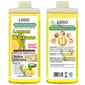 OEM Factory 1000ml Aceite corporal de hierba de limón Aceite esencial original para blanquear la piel Brillo Antiarrugas Beneficios Botella - Product Image 4