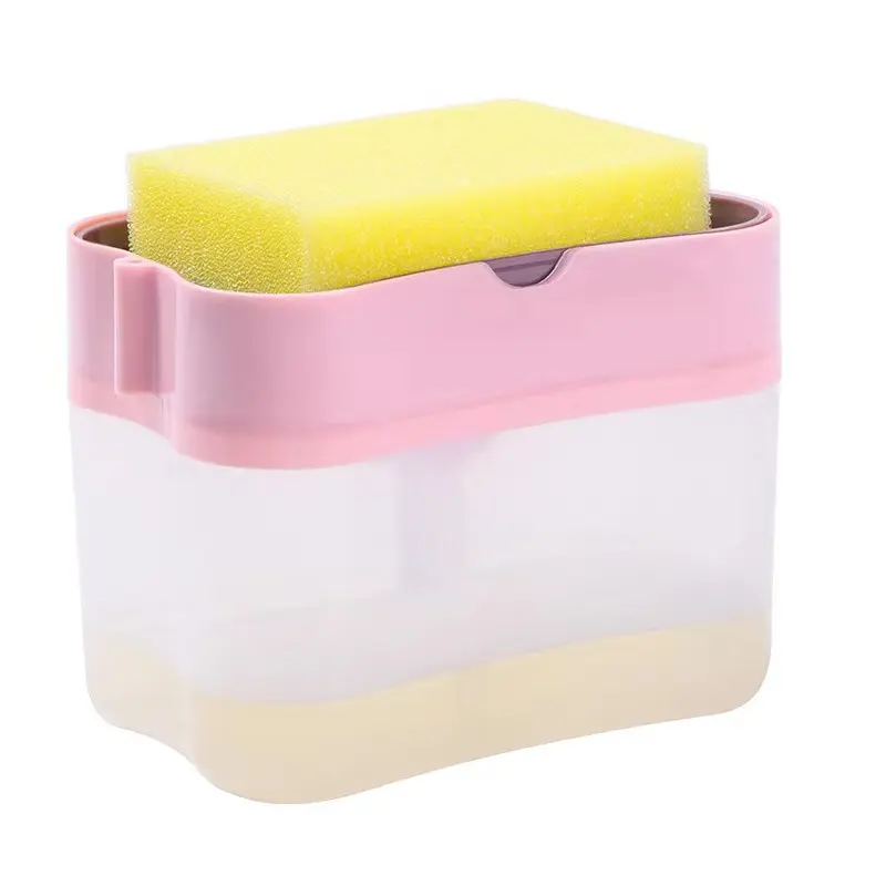 Boîte éponge en plastique 2 en 1 avec distributeur de savon Distributeur de savon à double couche Porte-éponge pour cuisine