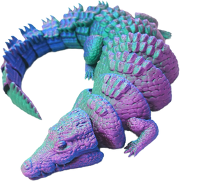 Figurine de crocodile articulée en PLA imprimée en 3D avec articulations flexibles - Ornement de bureau/décoration anti-stress pour adolescents et adultes - Product Image 1