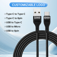 Cable de Carga Rápida Tipo-C con Malla de Nailon, Conductor de Cobre Puro para Móviles Android y Computadoras, Precio de Promoción al por Mayor