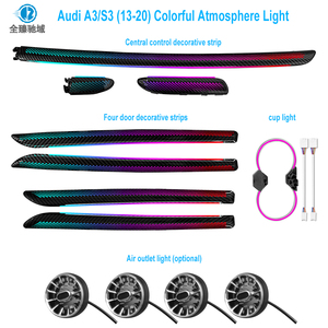 Éclairage d'ambiance intérieur RGB pour <span class=keywords><strong>Audi</strong></span> <span class=keywords><strong>A3</strong></span>/S3 (2013-2020) avec contrôle par application/écran, 12V, moulage 1:1, garnitures pour quatre portes + garniture de console centrale + garnitures de sortie d'air - Product Image 1