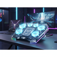 Support de refroidissement pour ordinateur portable D13 à 6 ventilateurs RGB, radiateur en aluminium et plastique refroidi par air pour le gaming