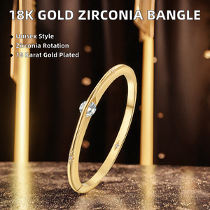 Brazalete Unisex de Latón Chapado en Oro de 18K con Circonita, Brazalete Moderno Minimalista en Color Dorado - Product Image 2