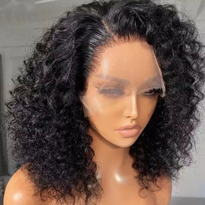 Perruques Courtes Bob Bouclées Kinky en Cheveux Humains, Perruques Frontales en Dentelle HD Sans Colle, Perruques Pixie Cut en Cheveux Humains pour Femmes Noires - Product Image 3