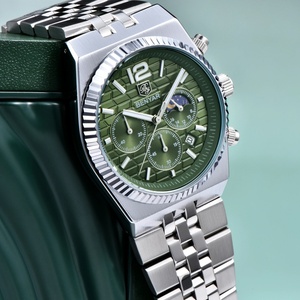 Montre homme BENYAR BY-5225M, nouvelle montre de luxe à quartz en acier inoxydable avec cadran à motif nid d'abeille de 40 mm, design original, chronographe. - Product Image 3