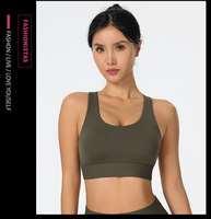 Damen Einfacher Wendbarer Sport-BH mit Hoher Unterstützung für Yoga und Fitness, Gepolsterte Cups, Verstellbare Kreuzgurte am Rücken, Atmungsaktiv und Schnelltrocknend