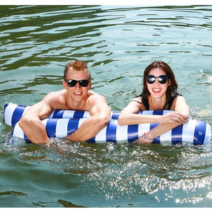 Interesting Life Double Inflatable <b>Hammock</b> 120x130cm Striped Blue Floating Water Lounger For Adults Outdoor Use - Product Image 4