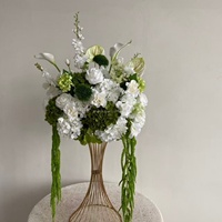 Bouquet de roses en cascade vert et blanc, arrangement floral en soie pour mariage, table, maison, fête
