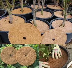 Coconut Palm Fibers Mulch Ring Tree Protector Mat11.8 Inch Natural Coco Coir Protection Weeds Control Mats Tree Ring Mats Tree
