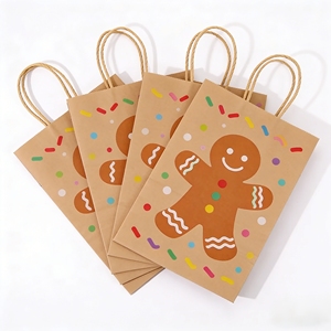 <span class=keywords><strong>Vente</strong></span> flash - Sacs en papier cadeau biodégradables et recyclables personnalisés avec poignée, emballage en papier kraft brun - Product Image 2
