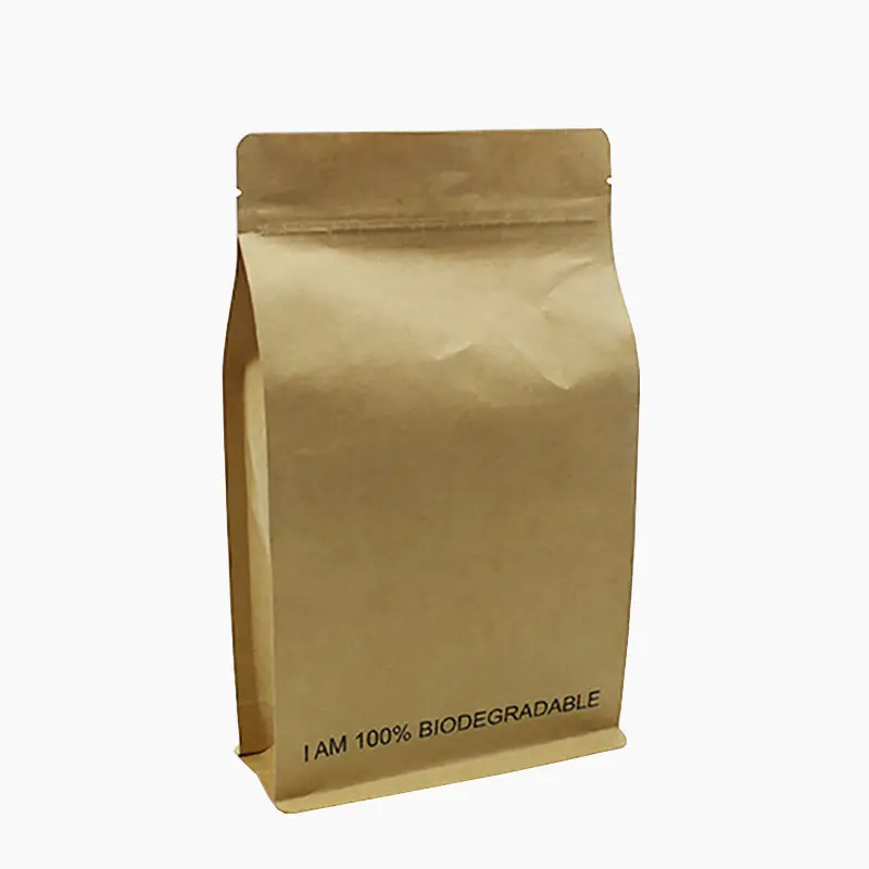 Cornstarch 100% खाद Biodegradable क्राफ्ट पेपर फ्लैट नीचे जिपर थैली खाद्य पैकेज कुकी नाश्ता बैग