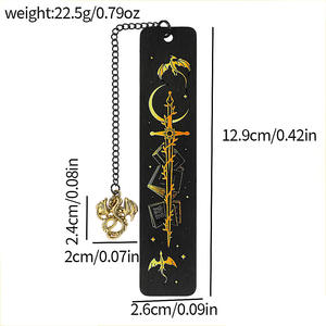 Marcapáginas Metálico con Diseño <span class=keywords><strong>de</strong></span> Dragón <span class=keywords><strong>de</strong></span> Fantasía Punk, Luna <span class=keywords><strong>y</strong></span> Cadena, para Amantes <span class=keywords><strong>de</strong></span> la Lectura, Regalo para Fans <span class=keywords><strong>de</strong></span> Novelas <span class=keywords><strong>de</strong></span> Fantasía - Product Image 2
