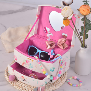 Moderna Scatola Musicale Rettangolare in Pelle PU per Bambini con Chiusura a Chiave, Design Unicorno Bianco, Portagioie - Product Image 1