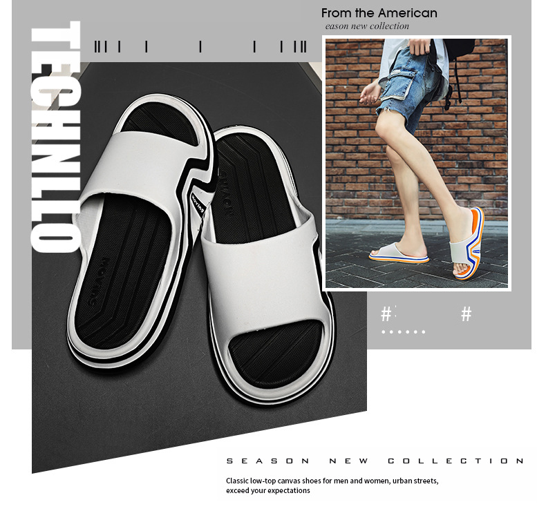 Men Thick-soled Slides Slippers Non-slip Wear-resistant Beach Sandals and Slippers