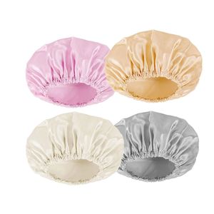 Luxury Double Layer Satin Shower Cap Waterproof Hair Protection with Elastic Reusable and Anti-Frizz <b>Bath</b> Cap - Product Image 1