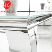 Table à manger, pieds en acier inoxydable, verre trempé blanc, design moderne, offre spéciale