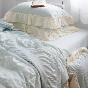 Primavera estate nuovo arrivo <span class=keywords><strong>Set</strong></span> biancheria da letto di lusso <span class=keywords><strong>Set</strong></span> trapunta con volant copriletto copriletto copriletto - Product Image 1