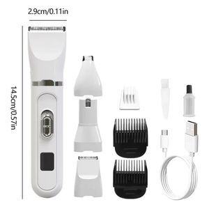 Ensemble de toilettage et de soins pour animaux 4-en-1 Rasoir à poils d'animaux à faible bruit Tondeuse rechargeable sans fil pour chiens - Product Image 4