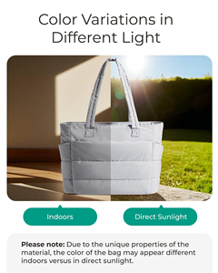 Lightweight Puffy Work Handbag Teacher Nurse Quilted Shoulder Shopping Bag for School Travel Gym - Product Image 4