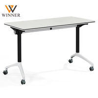Table de réunion pliable moderne en plastique, table de formation à plateau rabattable pour bureau, maison, école