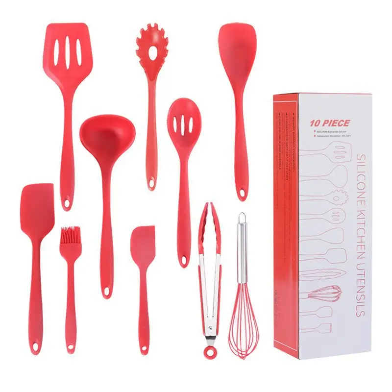 10 Stück Antihaft-Backwerk zeug Tropf kissen Zange Suppen löffel Schöpf löffel Pasta Patula Turner Bürste Silikon Küchen utensilien Set mit Box