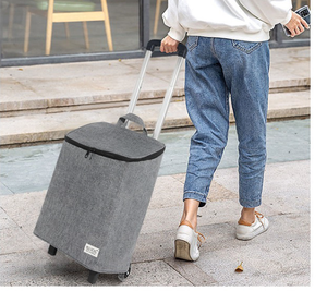 Chariot de courses pliable portable en polyester et alliage d'aluminium, chariot familial, chariot à bagages pratique - Product Image 5