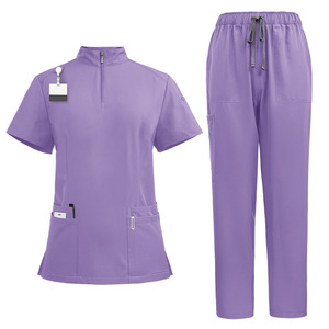 Ensemble de blouses médicales unisexe à col montant et fermeture éclair, extensible dans les 4 sens, en polyester, pour détection d'aiguilles, usage dentaire et esthétique - Vente en gros - Product Image 3