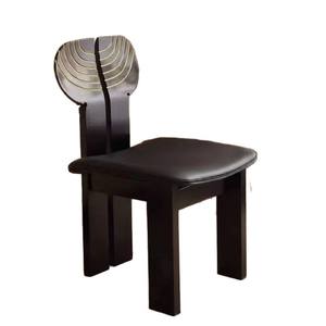 Dining Chair Solid Wood Walnut <b>Backrest</b> Modern Minimalist Style For Living Room And Small Apartments - Product Image 5