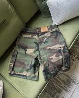 Shorts cargo en denim camouflage utilitaire à motif personnalisé, en sergé de coton, coupe courte, avec logo streetwear imprimé, haute qualité
