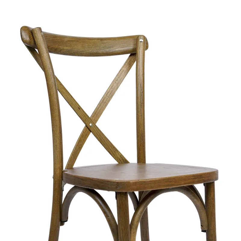 Sillas de comedor de madera de haya de Color antiguo, asiento de madera maciza con respaldo cruzado para eventos, boda, comedor, muebles para el hogar, apilables