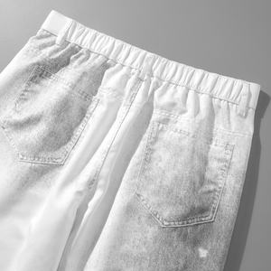 Jeans de Mezclilla Vintage de Alta Calidad para Hombre, Pantalones Anchos de Pierna Holgada, Color Blanco Sólido, Estilo Casual de Otoño, Tejido Lavado - Product Image 5