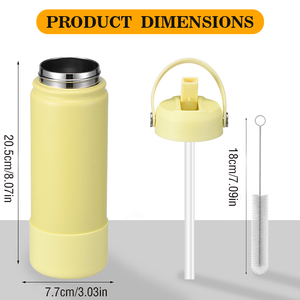 <span class=keywords><strong>Bouteille</strong></span> d'eau de sport à large ouverture en acier inoxydable à double paroi avec revêtement en poudre, personnalisée pour les voyages en plein air, 18 oz, 32 oz, avec paille - Product Image 3